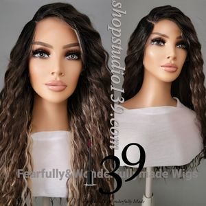 Human hair water wave lace front wig with side part